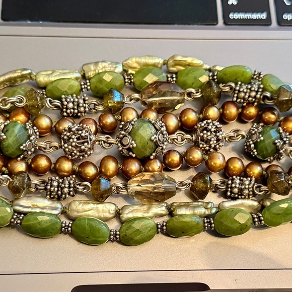 Stephen Dweck 9 strand pearl jade topaz bracelet...fabulous
